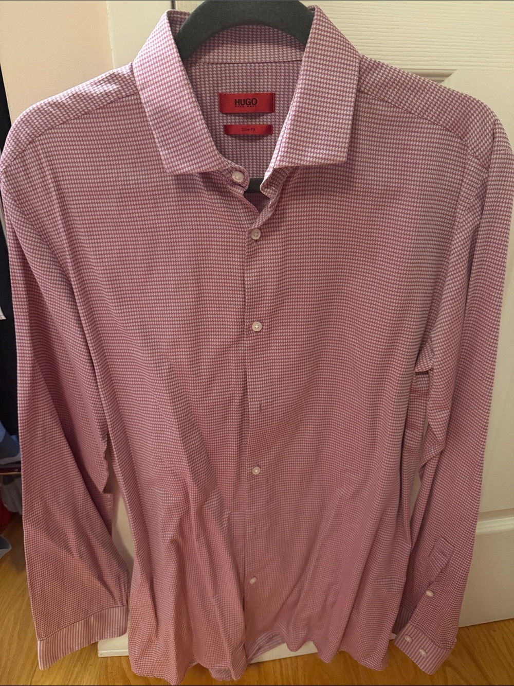 HUGO Pink Micro-Check Dress Shirt
